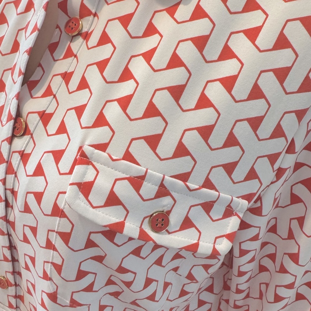 J.McLAUGHLIN Lawrence Shirt Dress Coral Pink 3/4 Sleeve Stretchy Popover NWT - Picture 6 of 6